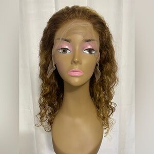 20" Brazilian Curly Lace Front Wig 4/27 Honey Blonde Ombre Glueless 13x4 Plucked